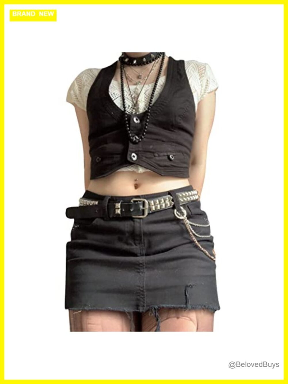 Button Down Dressy Vest Retro Vintage Frill Sleeveless Crop Top